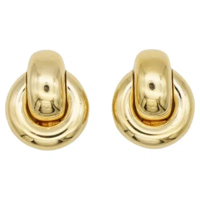 Pre-owned Dior Christian  Vintage 1980s Glow Circle Knot Hoop Loop Interlock Clip Earrings In Multi