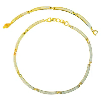 Pre-owned Dior Christian  Vintage 1980s Gold Double Crystals Chain Interlocked Linked 2 Set In Multi