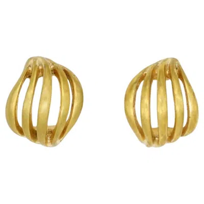 Pre-owned Dior Christian  Vintage 1980s Gold Five Strands Openwork Shell Clip Earrings In Multi