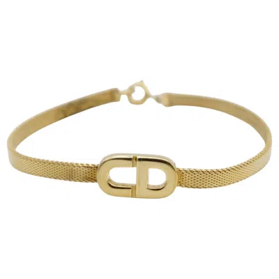 Pre-owned Dior Christian  Vintage 1980s Iconic Gold Cd Logo Monogram Woven Mesh Bracelet In Multi