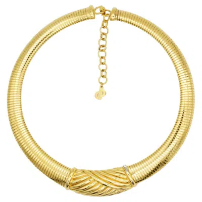 Pre-owned Dior Christian  Vintage 1980s Ribbed Omega Snake Ripple Chunky Choker Necklace In Multi