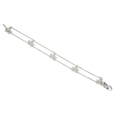 Pre-owned Dior Christian  Vintage 1990s Ivy Maple Leaf Crystals Charm Link Silver Bracelet In Multi