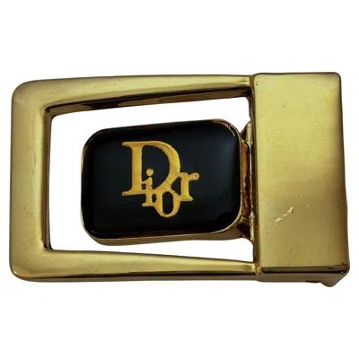 Pre-owned Dior Christian  Vintage Black Enamel And Gold Toned Belt Buckle Circa 1980s