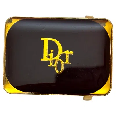 Pre-owned Dior Christian  Vintage Black Enamel And Gold Toned Belt Buckle Circa 1980s