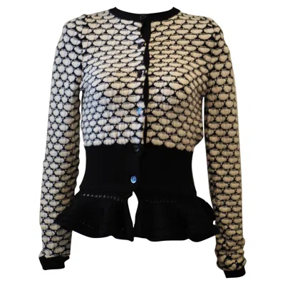 Pre-owned Dior Christian  Vintage Black White Wool Cardigan Size 38 Made In Italy