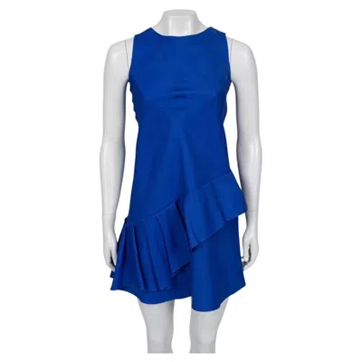 Pre-owned Dior Christian  Vintage Blue Silk Blend A-line Dress Sz.40/s