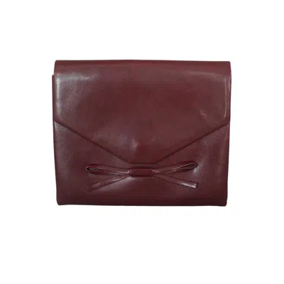 Pre-owned Dior Christian  Vintage Burgundy Leather Clutch With Bow - Circa 1990's In Red