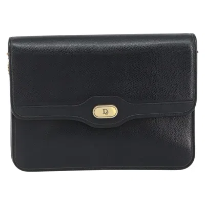 Pre-owned Dior Christian  Vintage Cd Chain Flap Shoulder Bag Leather Black Leather Shoulder Bag Bag ()