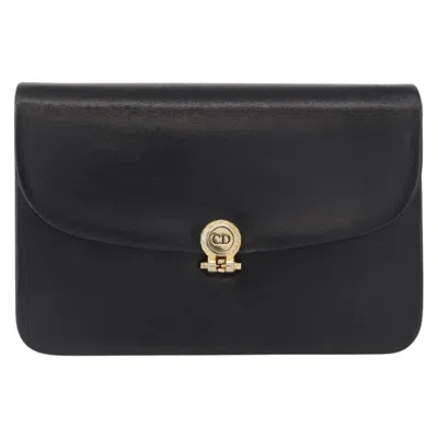 Pre-owned Dior Christian  Vintage Cd Chain Flap Shoulder Bag Leather Black Leather Shoulder Bag Bag ()