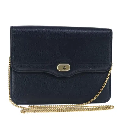 Pre-owned Dior Christian  Vintage Cd Chain Flap Shoulder Bag Leather Navy Leather Shoulder Bag Bag () In Blue