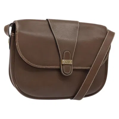 Pre-owned Dior Christian  Vintage Cd Flap Shoulder Bag Leather Brown Leather Shoulder Bag Bag ()