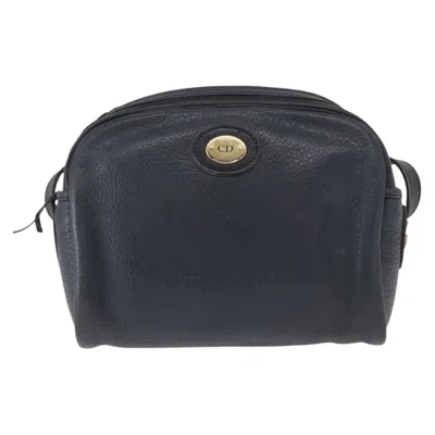 Pre-owned Dior Christian  Vintage Cd Logo Shoulder Bag Leather Navy Leather Shoulder Bag Bag () In Blue