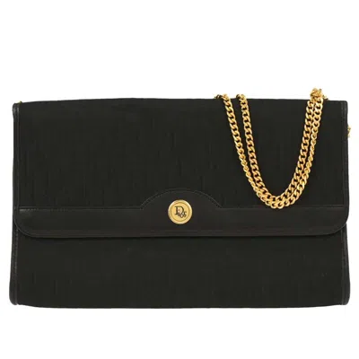 Pre-owned Dior Christian  Vintage Chain Flap Shoulder Bag Canvas Black Canvas Shoulder Bag Bag ()