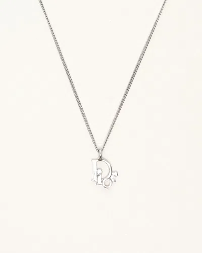 Dior Christian  Vintage Issimo Logo Necklace In Silver