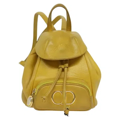 Pre-owned Dior Christian  Vintage Flap Leather Yellow Leather Backpack Bag ()