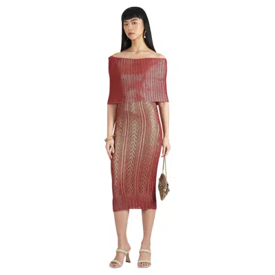 Pre-owned Dior Christian  Vintage F/w 1999 Knitted Metallic Dress In Brown