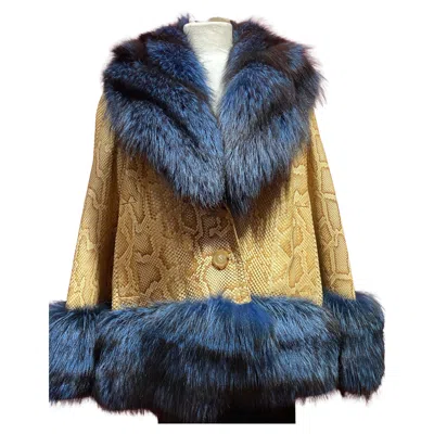 Pre-owned Dior Christian  Vintage F/w 2010 Yellow Snakeskin Fur Trim Jacket