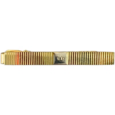 Pre-owned Dior Christian  Vintage Gold Engraved Metal Tie Clip In Brown