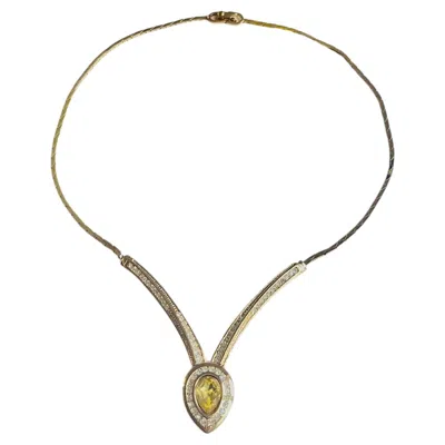 Pre-owned Dior Christian  Vintage Gold Iconic Topaz Citrine Crystals Water Drop Necklace In Multiple