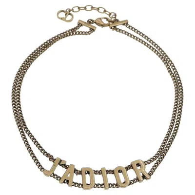Pre-owned Dior Christian  Vintage Gold J'a Logo Charms Double Chain Choker Necklace In Multi