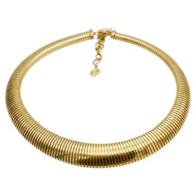 Pre-owned Dior Christian  Vintage Gold Rare Adjustable Omega Ribbed Snake Choker Necklace In Multi