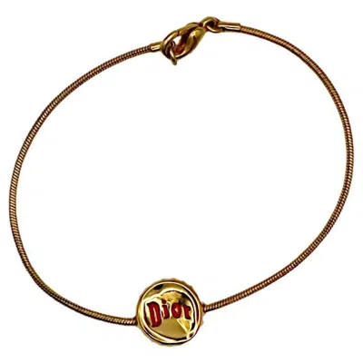 Pre-owned Dior Christian  Vintage Gold Tone Bottle Cap Lid Motif Bracelet In Multi