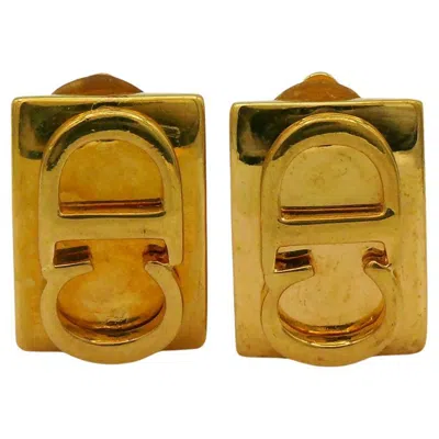 Pre-owned Dior Christian  Vintage Gold Tone Logo Clip-on Earrings In Multi
