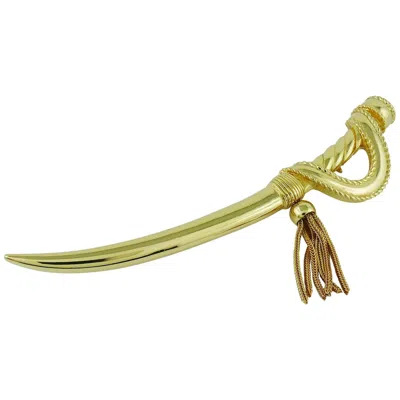 Pre-owned Dior Christian  Vintage Gold Toned Saber Sword Brooch