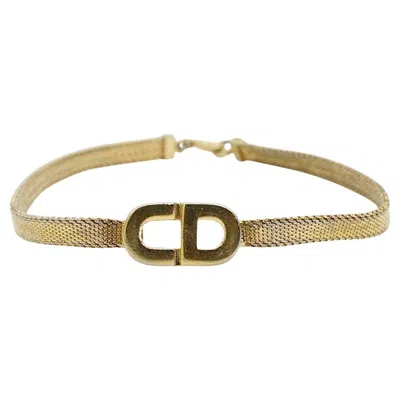 Pre-owned Dior Christian  Vintage Gold Unisex Classic Logo Cd Monogram Mesh Woven Bracelet In Multi