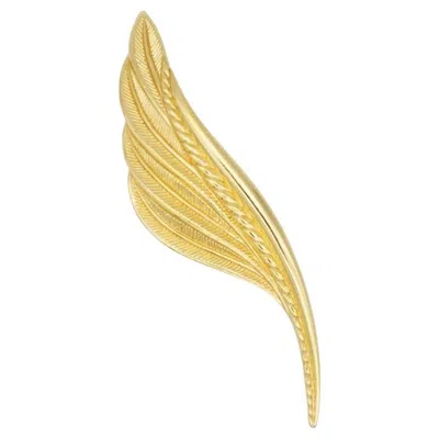 Pre-owned Dior Christian  Vintage Gold Unisex Huge Large Vivid Textured Feather Leaf Brooch In Multiple