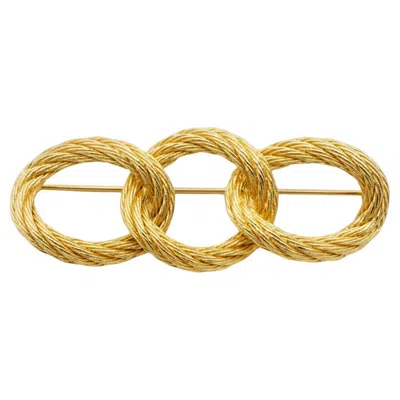 Pre-owned Dior Christian  Vintage Gold Unisex Large Rope Oval Interlocked Twist Knot Brooch In Multiple