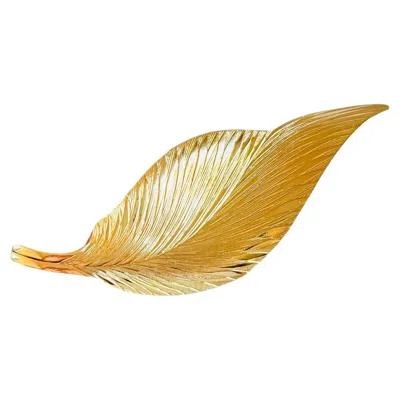 Pre-owned Dior Christian  Vintage Gold Unisex Textured Long Vivid Leaf Twist Swirl Brooch In Multiple