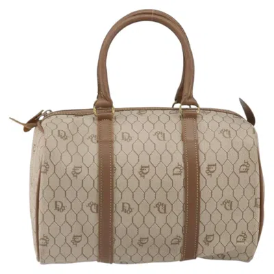 Pre-owned Dior Christian  Vintage Honeycomb Boston Bag Canvas And Leather Beige Canvas Travel Bag Bag (pre-owne In Sand