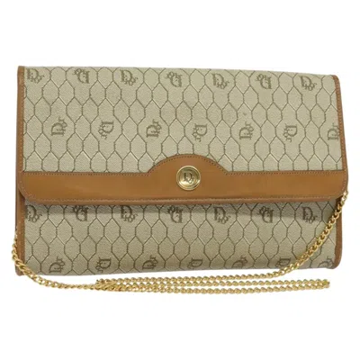 Pre-owned Dior Christian  Vintage Honeycomb Chain Canvas Beige Canvas Bag () In Sand