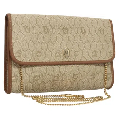 Pre-owned Dior Christian  Vintage Honeycomb Chain Canvas Beige Canvas Shoulder Bag Bag () In Sand