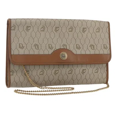 Pre-owned Dior Christian  Vintage Honeycomb Chain Canvas Beige Canvas Shoulder Bag Bag () In Sand