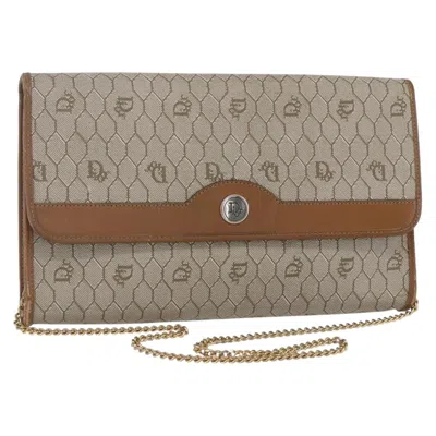 Pre-owned Dior Christian  Vintage Honeycomb Chain Canvas Beige Canvas Shoulder Bag Bag () In Sand