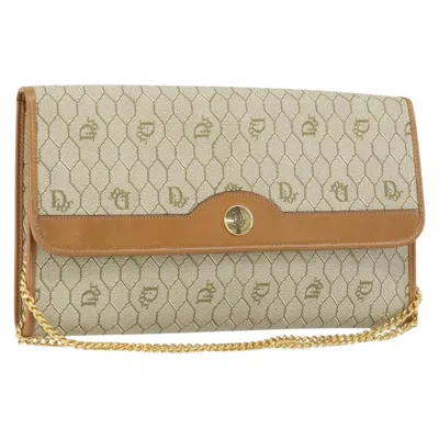 Pre-owned Dior Christian  Vintage Honeycomb Chain Canvas Beige Canvas Shoulder Bag Bag () In Sand