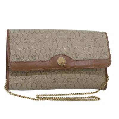 Pre-owned Dior Christian  Vintage Honeycomb Chain Canvas Beige Pvc Shoulder Bag Bag () In Sand