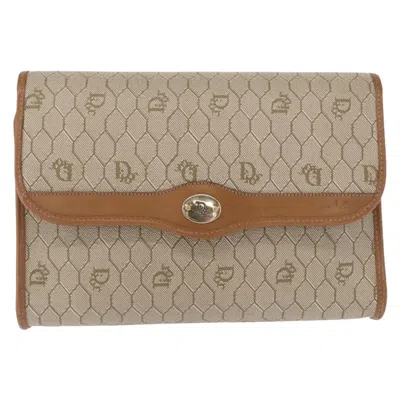 Pre-owned Dior Christian  Vintage Honeycomb Chain Canvas Beige Pvc Shoulder Bag Bag () In Sand