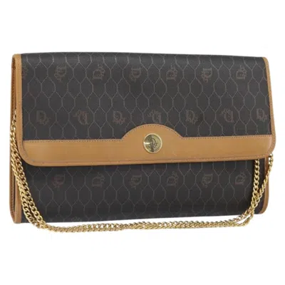 Pre-owned Dior Christian  Vintage Honeycomb Chain Canvas Black Canvas Shoulder Bag Bag ()