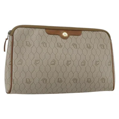 Pre-owned Dior Christian  Vintage Honeycomb Clutch Canvas Beige Canvas Clutche & Pouche Bag () In Sand