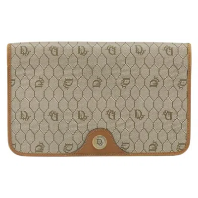 Pre-owned Dior Christian  Vintage Honeycomb Clutch Canvas Beige Canvas Clutche & Pouche Bag () In Sand