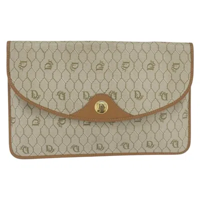 Pre-owned Dior Christian  Vintage Honeycomb Clutch Canvas Beige Canvas Clutche & Pouche Bag () In Sand