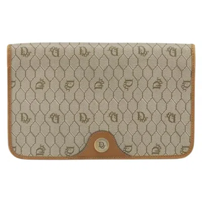 Pre-owned Dior Christian  Vintage Honeycomb Clutch Canvas Beige Canvas Clutche & Pouche Bag ()