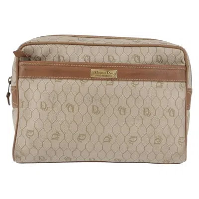 Pre-owned Dior Christian  Vintage Honeycomb Clutch Canvas Beige Canvas Clutche & Pouche Bag () In Sand