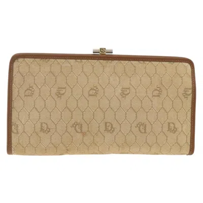Pre-owned Dior Christian  Vintage Honeycomb Clutch Canvas Beige Canvas Clutche & Pouche Bag () In Sand