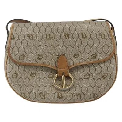 Pre-owned Dior Christian  Vintage Honeycomb Flap Crossbody Bag Canvas And Leather Beige Canvas Shoulder Bag Bag In Sand