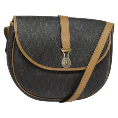Pre-owned Dior Christian  Vintage Honeycomb Flap Crossbody Bag Canvas And Leather Black Canvas Bag ()