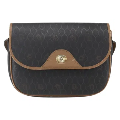 Pre-owned Dior Christian  Vintage Honeycomb Flap Crossbody Bag Canvas And Leather Black Canvas Shoulder Bag Bag
